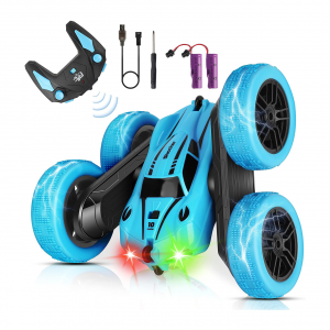 CYM Remote Control Cars, RC Stunt Car, 4WD 2.4 Ghz Remote Control Car with LED Light, 360?Double Side Flips RC Car for 6+ Year Old Boy Kids Girl