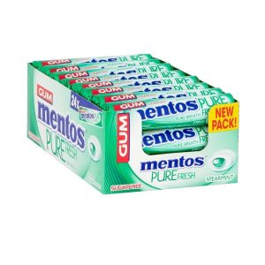 Mentos Gum Pure Fresh Spearmint 8 Piece roll (Pack of 24 Rolls)