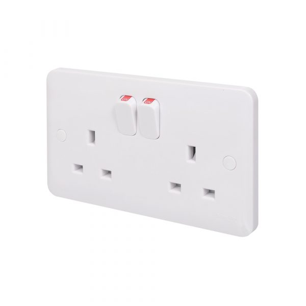 SCHNEIDER ELECTRIC LISSE 13A 2-GANG SP SWITCHED PLUG SOCKET WHITE (6232J)