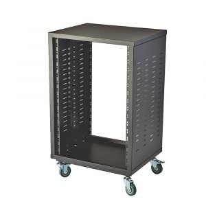 16U 19" Universal Open Rack Cabinet with Wheels, Black -  URC-16U