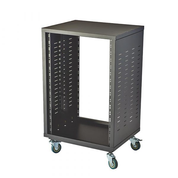 16U 19" Universal Open Rack Cabinet with Wheels, Black -  URC-16U