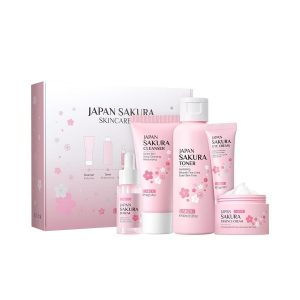 LAIKOU SkinCare Set, JAPAN Sakura Skin Care Sets & Kits - Cleanser,Toner,Face Serum,Eye Cream,Face Cream, Gift Set for Teenage Girls Women Mom Daughter Birthday, Travel Kit for All Skin Types, 5pcs