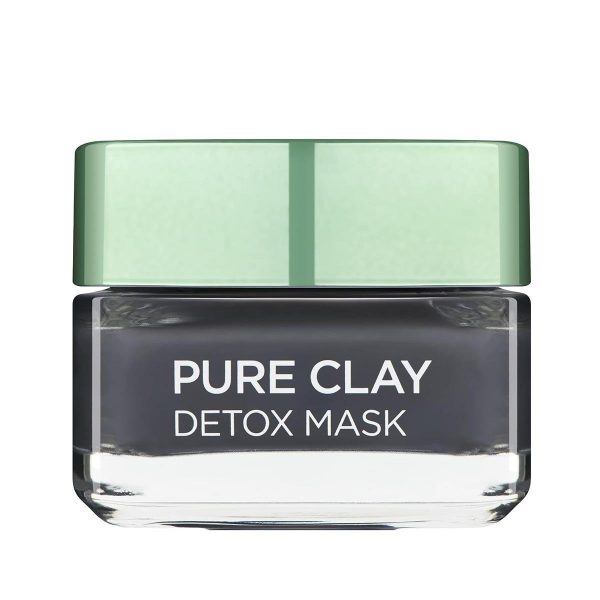 L'Oreal Paris Pure Clay Black Charcoal Detox Face Mask, Deep Cleansing Skin Care All Skin Types 50 Ml