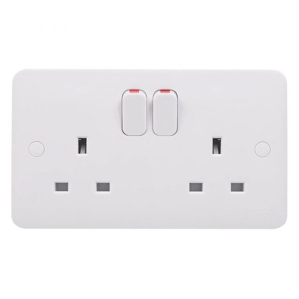 SCHNEIDER ELECTRIC LISSE 13A 2-GANG SP SWITCHED PLUG SOCKET WHITE (6232J) - Image 2