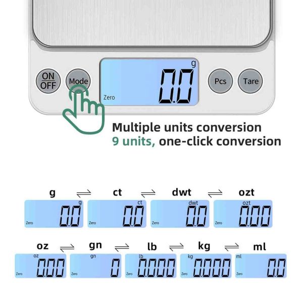KUBEI Upgraded Larger Size Digital Food Scale Weight Grams and OZ, 5kg/0.1g Kitchen Scale for Cooking Baking, High Precision Electronic Scale with LCD Display - Image 2