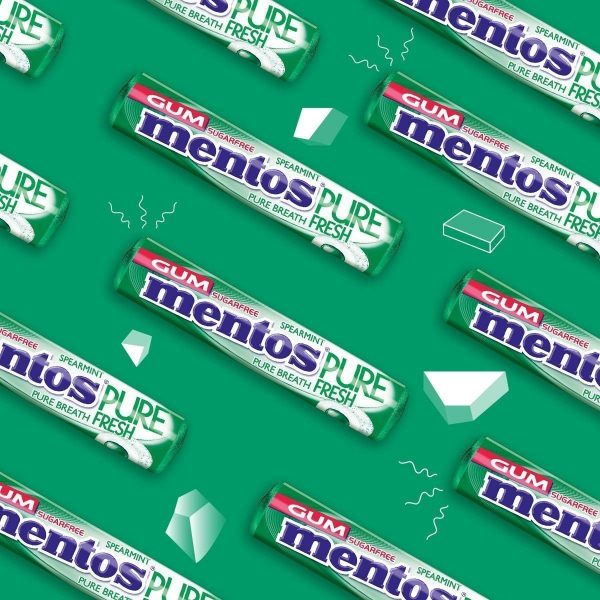 Mentos Gum Pure Fresh Spearmint 8 Piece roll (Pack of 24 Rolls) - Image 3