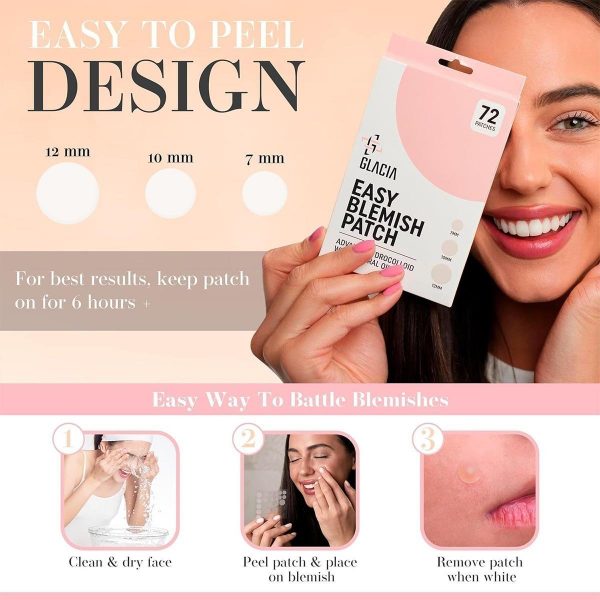 Pimple Patches by Glacia? ? 72 Pack of Hydrocolloid Patches, Spot Patches for All Skin Types ? Spot Stickers Made With Natural Oils, Tea Tree and Calendula For Fast Acting Skincare - Image 4