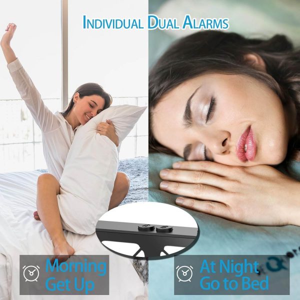 White Digital Alarm Clock Bedside - LED Clock for Bedroom Home Office,Electronic Desk Clock with Dual Alarms,Snooze,USB Powered,Battery Backup,Gifts for Teenages Boys,Easy to Use - Image 4