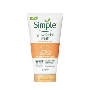 Simple Protect 'N' Glow Express Glow Clay Polish Cleanser leaves skin naturally glowing for expert facial skin care 150 ml