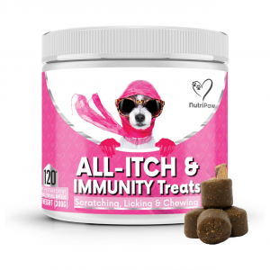 NutriPaw All-Itch Immunity Treats For Dogs - Soothe Itchy Paws, Eyes, Ears, Skin - Stop Itching, Licking, Scratching - Perfect for Small, Medium & Large Dogs - Supports Seasonal Itching