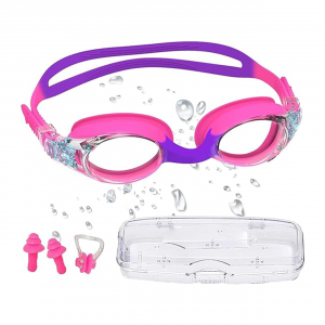 Kids Swimming Goggles, Kids Goggles Anti-Fog Leak Proof UV Resist Swimming Goggles for Kids Boys Girls, Childrens Swimming Goggles Food Grade Silicone Comfort with Nose Clip Portable Case, 3-14