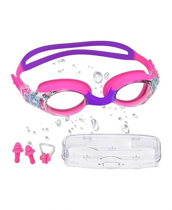 Kids Swimming Goggles, Kids Goggles Anti-Fog Leak Proof UV Resist Swimming Goggles for Kids Boys Girls, Childrens Swimming Goggles Food Grade Silicone Comfort with Nose Clip Portable Case, 3-14