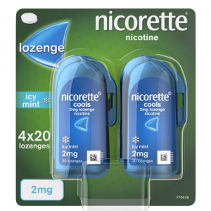 Nicorette Cools 2mg Lozenge Nicotine Icy Mint 4 x 20 Lozenges (Stop Smoking Aid)