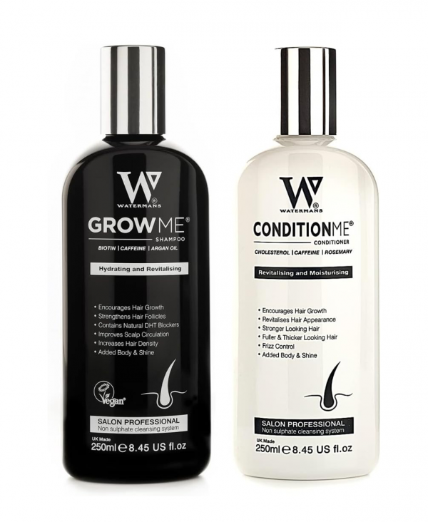 Hair Growth Shampoo & Conditioner by Watermans UK Biotin, Argan Oil, Allantoin, Rosemary, Niacinamide, Lupin. Male & Female Hair Loss Products