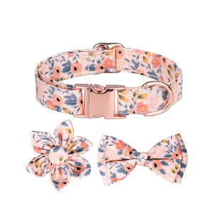 Dog Collar, Adjustable Dog Collars with Metal Quick Release Buckle, Daisy Tie & Bow tie Collar Dogs Collars (Orange)