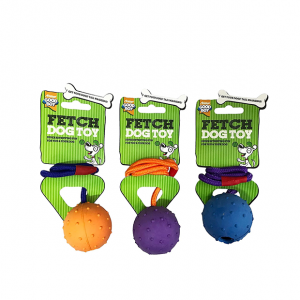 3 PACK GOODBOY FETCH DOG TOY BOUNCY PIMPLED RUBBER BALL ON ROPE THROW 08986