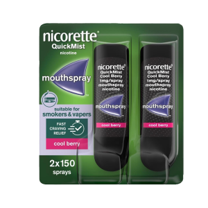 Nicorette QuickMist 1mg Spray Mouthspray Nicotine Freshmint-Duo- 2 x 150 Sprays