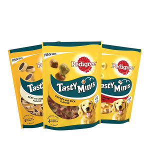 Pedigree Tasty Mini Adult Dog Treats Bundle ? 3 Pack Assorted Flavours - Chicken & Duck, Beef & Poultry & Beef & Cheese