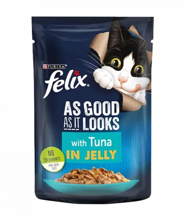 Felix As Good As It Looks Adult Wet Cat Food Tuna in Jelly 20 x 100g Pouches